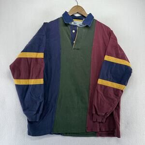 Vintage American Eagle Rugby Shirt Men's large Colorful Colorblock Preppy 90s